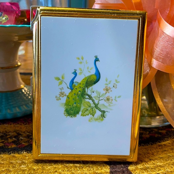 Vintage Colibri Cigarette Case w Peacocks & Built-In Lighter Initialed KGB - Picture 1 of 17